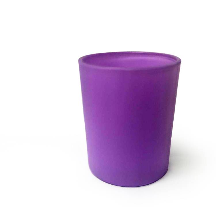 75x92mm 7oz luxury matte christmas purple glass cylinder candle holder