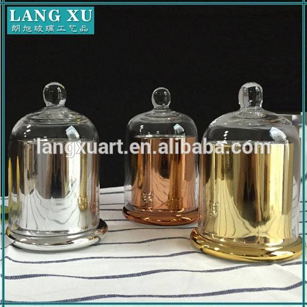 Electric plating candle glass bell jar with dome and base