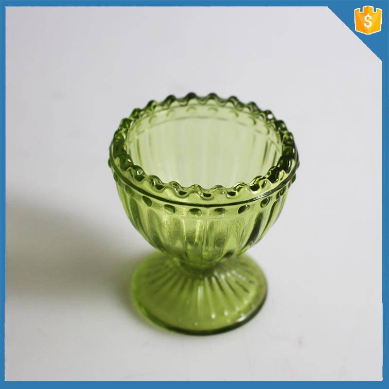 High quality hand made green color antique glass egg holder