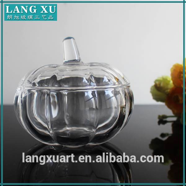 LX-T099 crystal clear glass cookie jar pumpkin shape glass jar