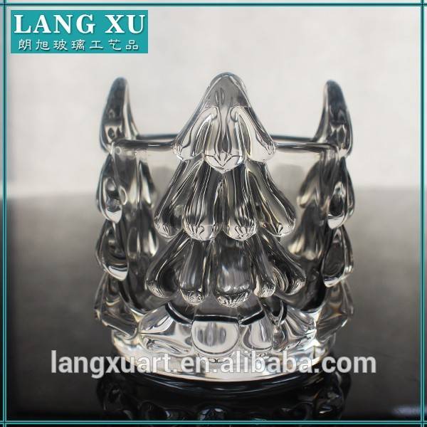 LX-Z190 crystal glass tealight christmas tree candle holder for candle making