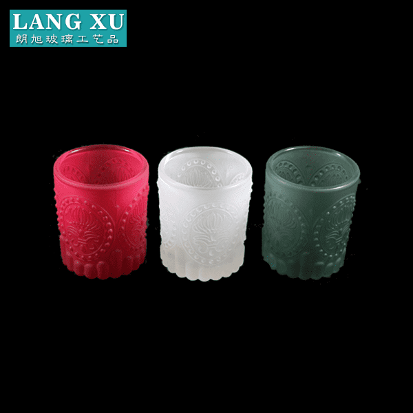 2018 green colore New vintage pattern glass beaded votive candle holders