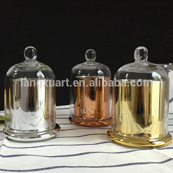 Handmade decorative candle glass bell jar with dome cover wholesale