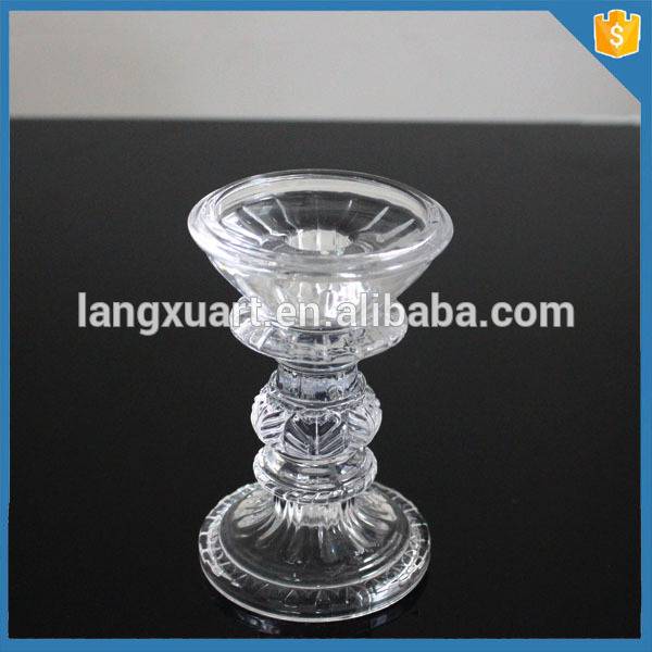 H15cm crystal antique cheap glass candlesticks wholesale/ glass candlestick holders