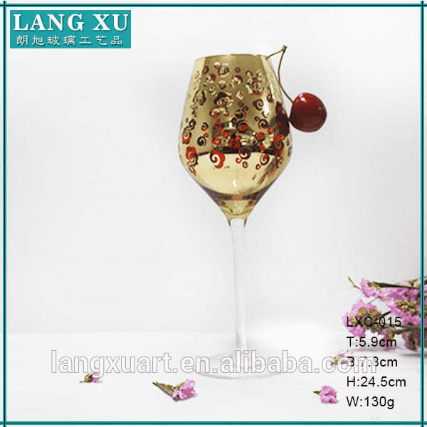 elegant gild laser engraving design wine glass cup