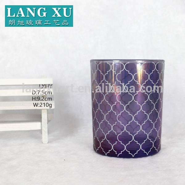 FYB7592 metallic rainbow color changing purple cylinder 5oz 7oz candle glass jars factory bulk wholesaler Featured Image