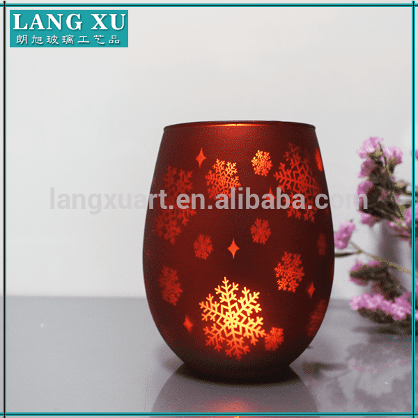 LXC-005 snowflak pattern decorative christmas glass candle holder