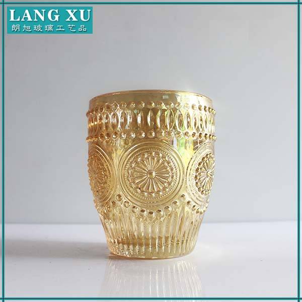 Eco-Friendly gold decoration pressed Dinking glass tumbler