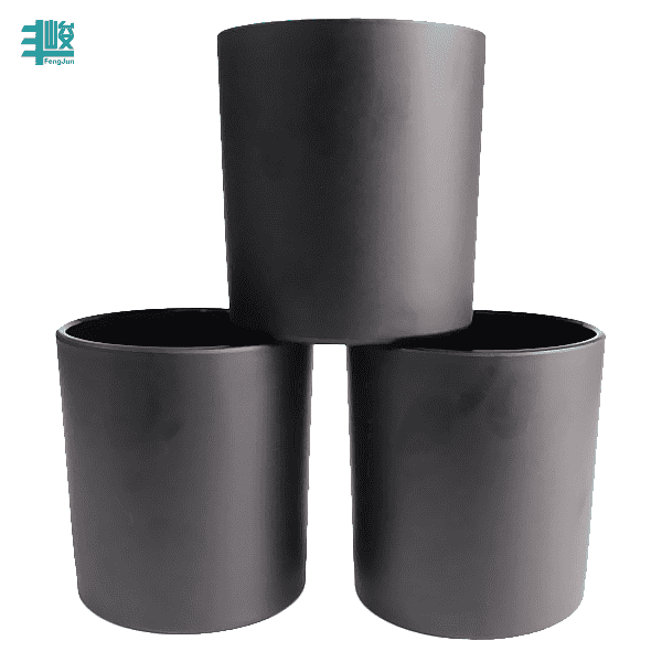 LX-GB016 high quality 8X9cm matte black candle glass jar with lid