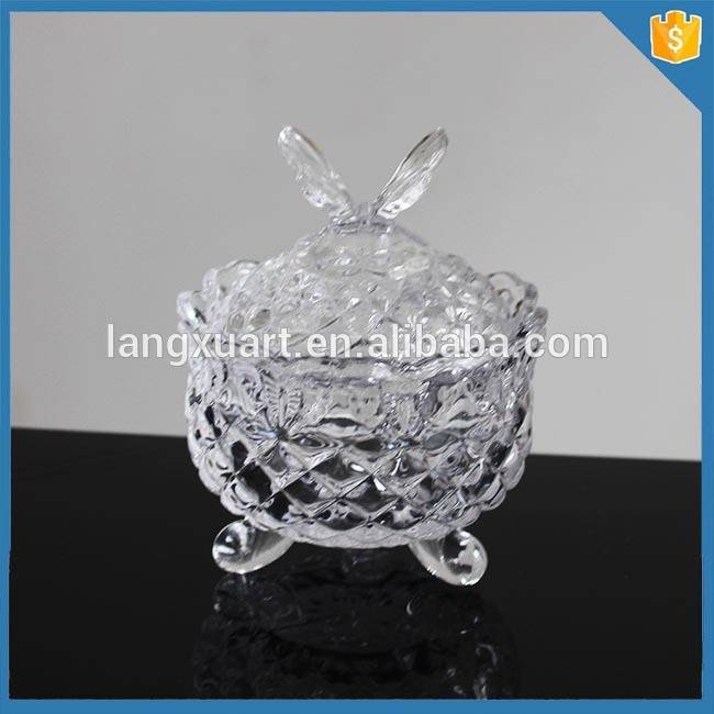 Kitchenware crystal cheap bulk cookie glass jar with butterfly top