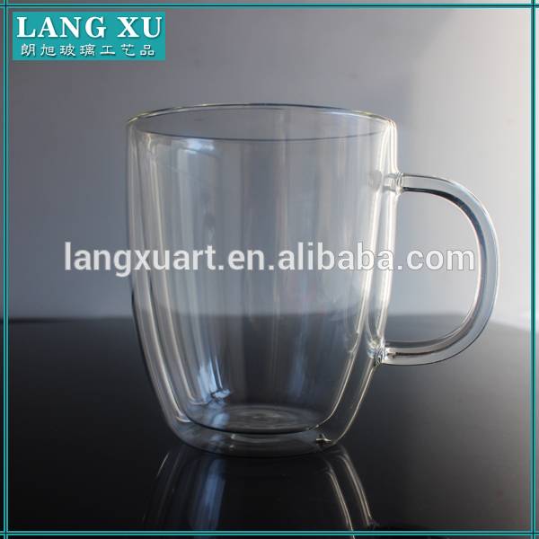 LXGZ-001 OEM machine pressed Personalized wholesale glass coffe mug printing brand coffee mug with handle