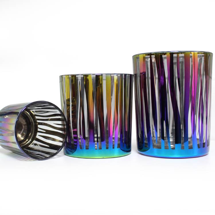 small,medium,large capacity classical iridescent rainbow  scented bulk glass candle tumbler jar holder wholesale
