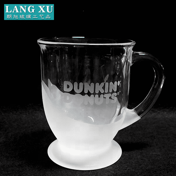 manufacturer wholesale custom engraved logo clear glass beer mug with handle