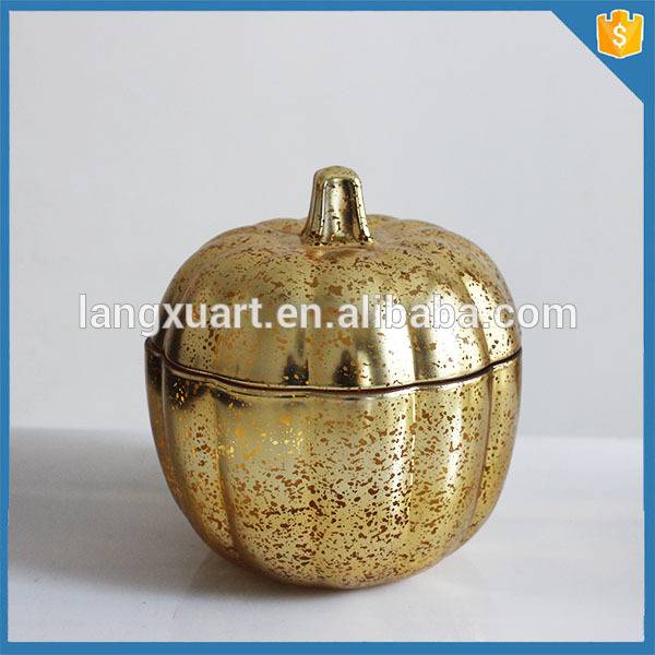 Large gold unique pumpkin candy jars with lid