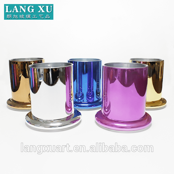bulk luxury colorful silver glass candle container wholesaler