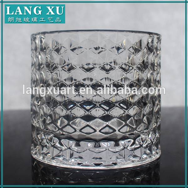 LXHY-Z204 wholesale crystal clear cut thick votive glass candle holder