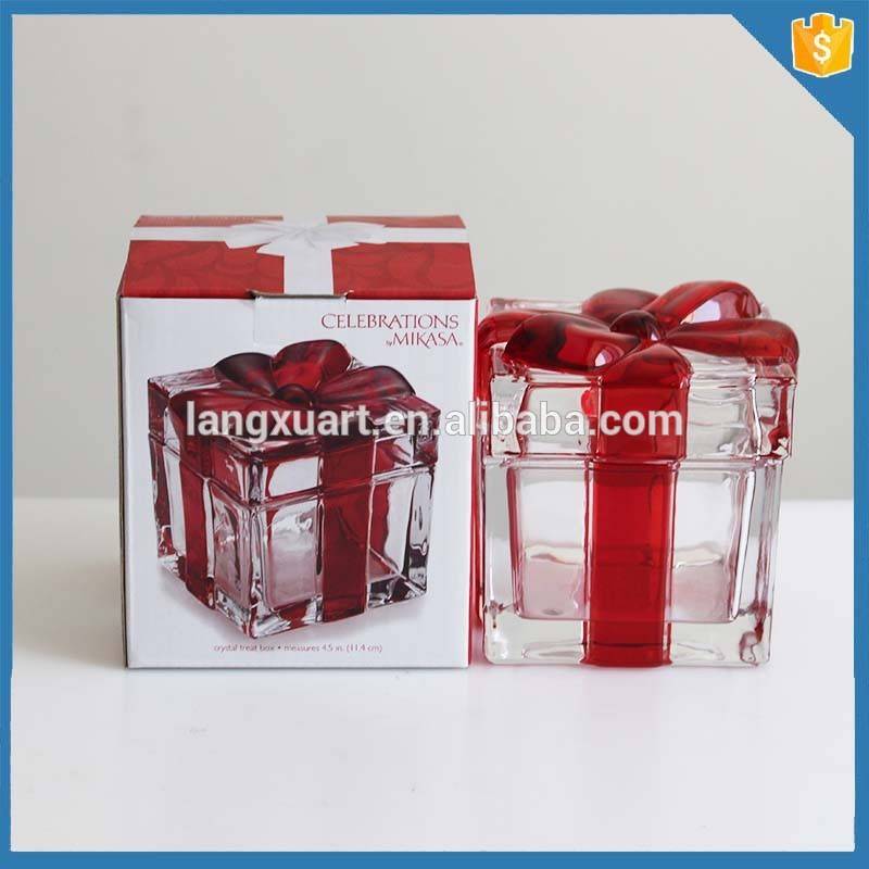 Wedding use colored ribbon Lovely glass candy storage box
