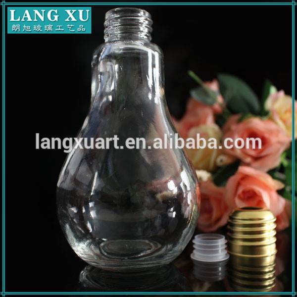 180ml metal screw lids and plastic screw sealer glass light bulb shaped glass jar