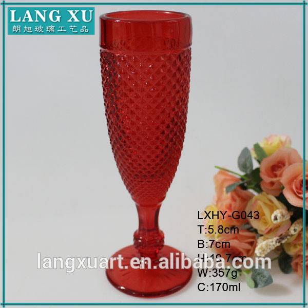 Fancy unique design made in China colorful glass champagne flute red wine goblets