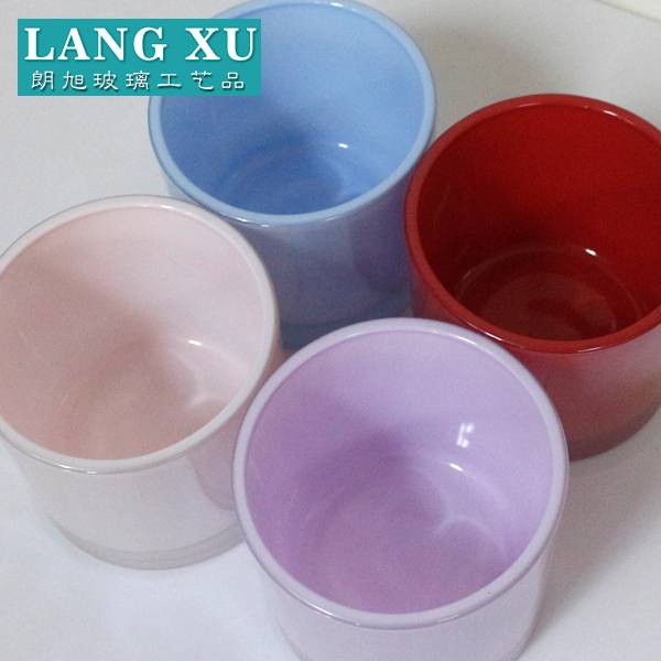 10cm*9cm simple colored cylinder glass empty candle jar holder