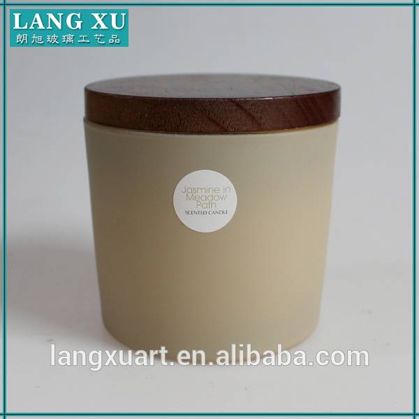 LX-GB069 frosted matte white black cream purple colored hold 160g scented candle glass jar wooden lid