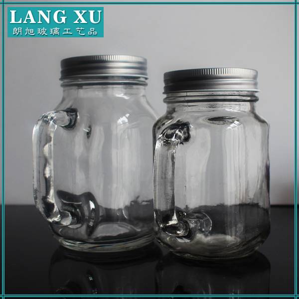 drinking glass mason jars wholesale with handle and straw