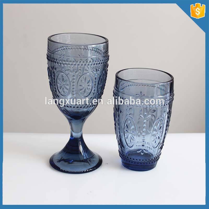 Gray colour material Pressed Glass Wine / Water Glasses Stemware Goblets