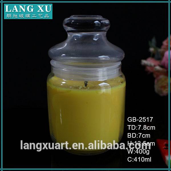 Hot sale bulk glass jar candle 100% soy wax with glass lid