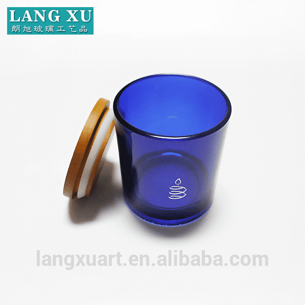 FJ016 Personalized 6oz blue coloured glass candle jar