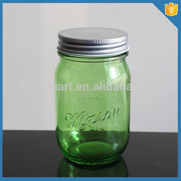16oz blue colored custom glass mason jars for ice cold drinking wholesale