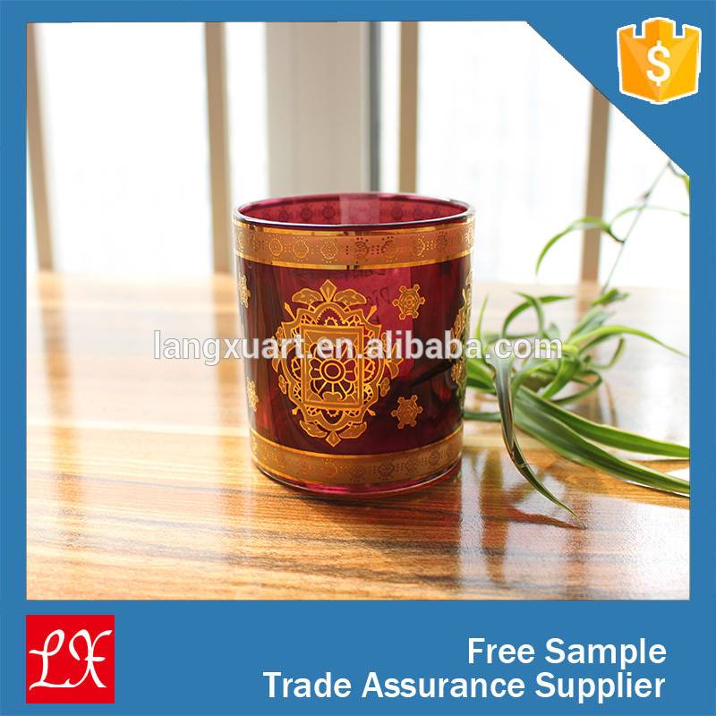 wholesale votive Gold plating glass jar candle