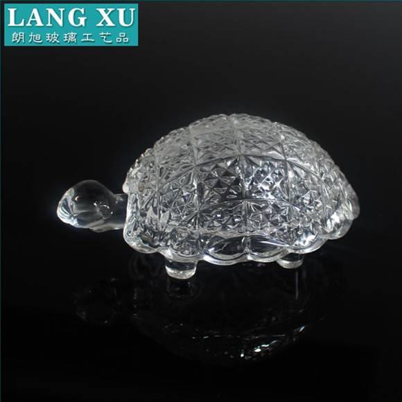 Tortoise shape crystal glass candy jar with glass lid