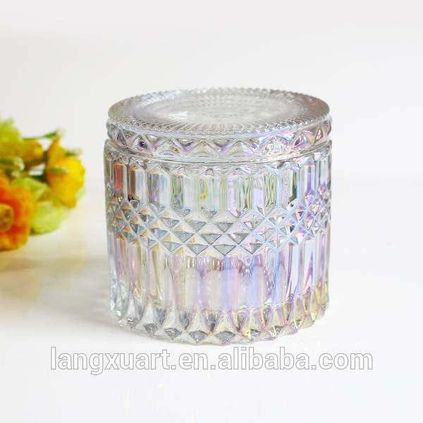 LX-T038 electroplated rainbow color cheap home goods crystal candle holder centerpieces