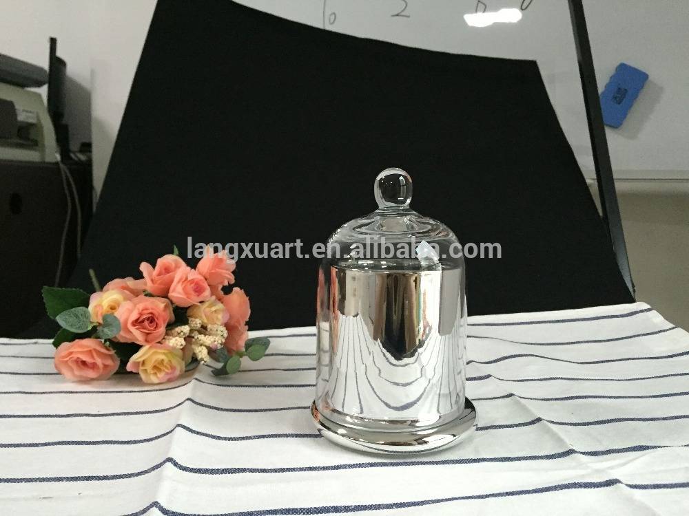silver color luxury candle glass jar dome lid with scented candle