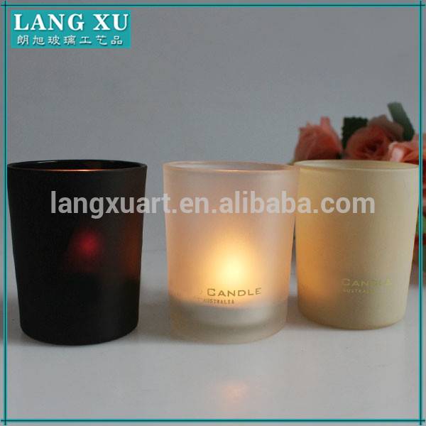 FSC90100 different colors ceramic effect frosted glass candle jar with wood lid