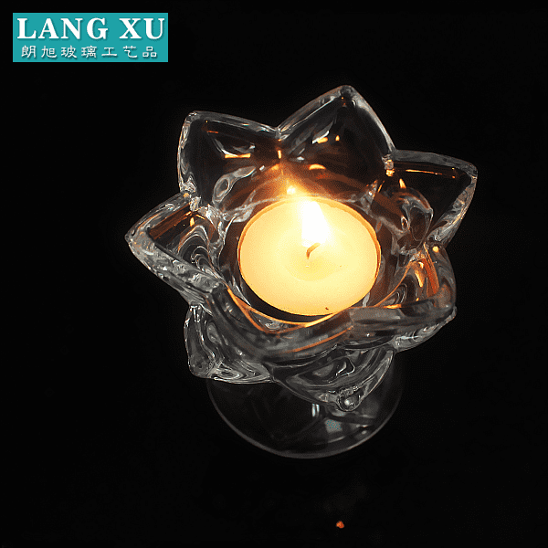LXHY-Z139 Factory direct crystal tealight capiz lotus candle holder