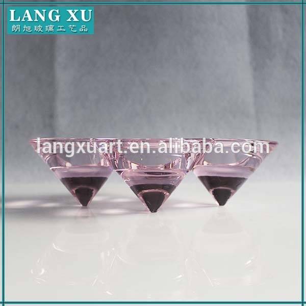 Three holes crystal glass cone tealight candle holder from shijiazhuang langxu