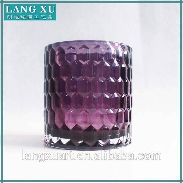 LX-B039 colored honeycomb pattern religious recycled glass candle jars manufacturers