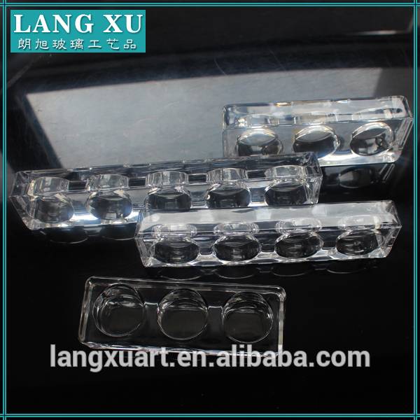 LX-Z202 Crystal glass Rectangular three holds and five holes tealight holder