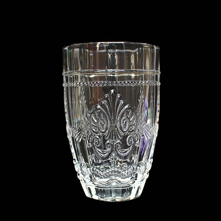 LX-B006 wholesale tableware french style embossed handmade bulk drinking glass highball glasses