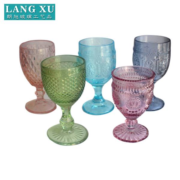 factory wholesale different designs vintage thick stem heavy green custom banquet glass goblet