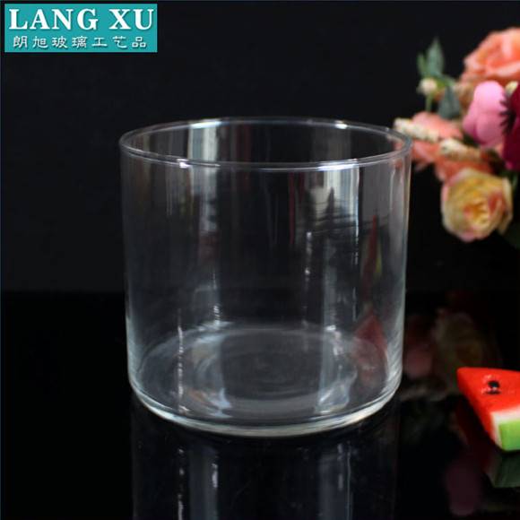 LXGB-04 bulk wholesale clear cylinder thick crystal scented glass wax candle in glass jar for decorative