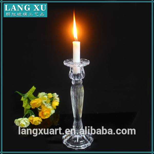 LX-A005 premium quality crystal clear glass long stem candle holder glass candle holder stem