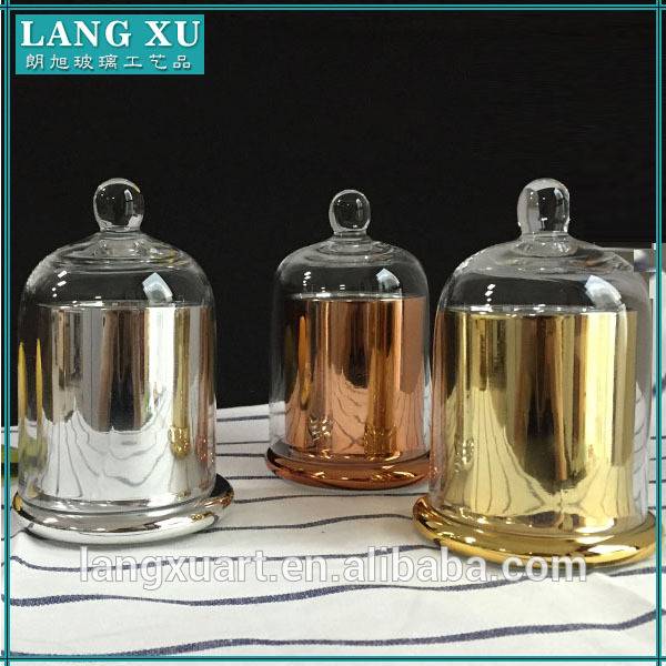 luxury glass candle jar with dome cover decoration