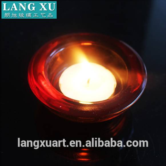 LXHY-Z039 Home decoration red thick bottom bell round shape glass tea light candle holder