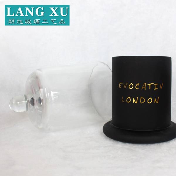 2018 new products customized matte black luxury glass cloche bell shape candle jar with bell shape lid
