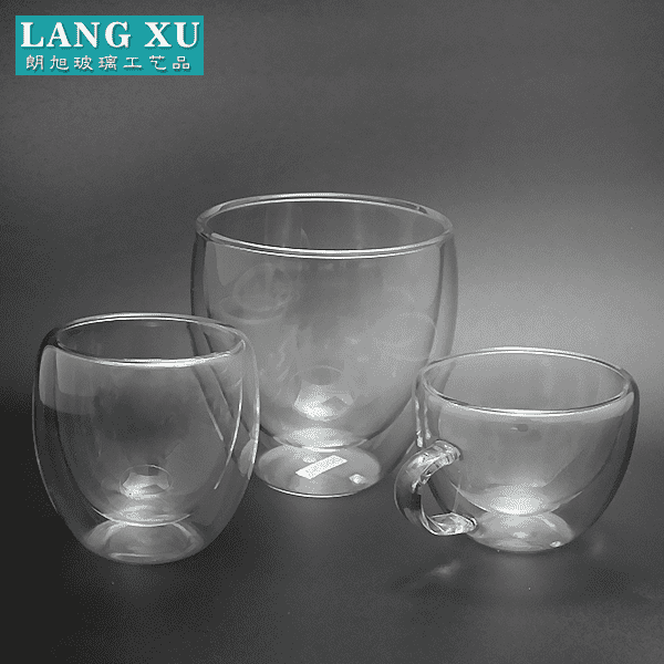 LX clear smooth simple double layer wall glass bulk coffee tea cup wholesale