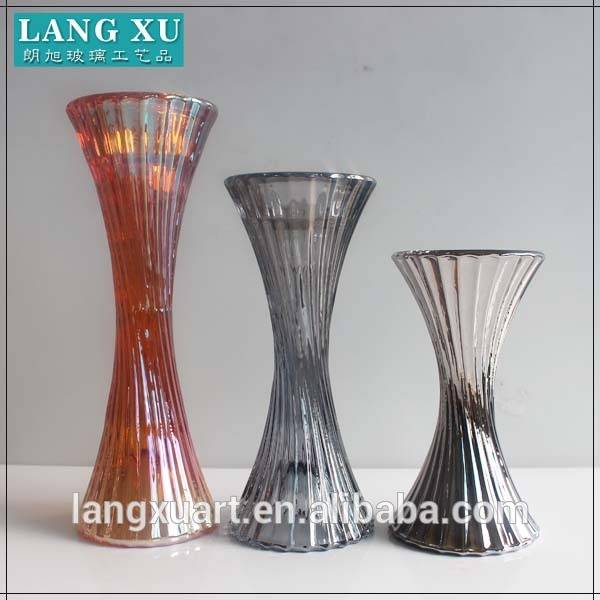 ribbed design electroplate smoked replacement tall glass candle holders