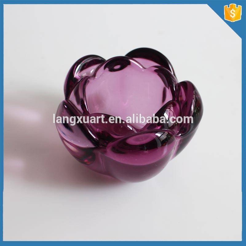 Medium flower purple colored crystal votive glass tealight holders