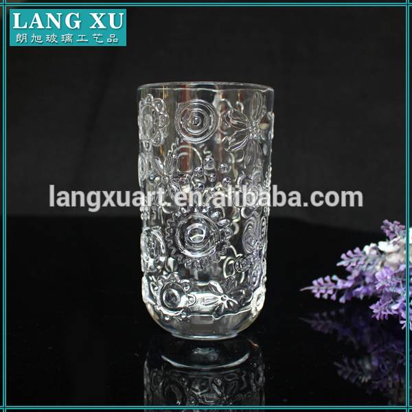 Handmade clear glass tumble with round bottom long drink glass